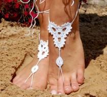 wedding photo -  Crochet Barefoot Sandals, Beach Shoes, Wedding Accessories, Nude Shoes, Yoga socks, Foot Jewelry