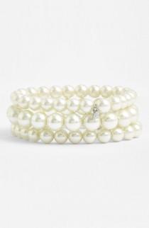 wedding photo - Givenchy Glass Pearl Stretch Bracelets (Set of 3)