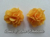 wedding photo - 2" Yellow Burlap Flowers, Set of 2, Rustic, Textured DIY Flower