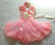 wedding photo -  Flower girl dress, Pink Chiffon Embellished Lace Dress set,Girls dress,baby dress,1st Birthday dress, wedding flower girl,Pink dress,Wedding