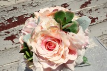 wedding photo - 6" Succulent bouquet, blush pink silk flower and succulent wedding bouquet, blush bridal bouquet, keepsake bouquet