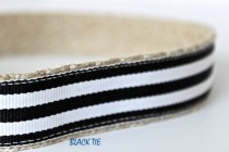 wedding photo - Black Stripe Dog Collar / Tuxedo Dog Collar / Black and White Collar / Stripe Ribbon Dog Collar / Adjustable Dog Collar / Black Tie
