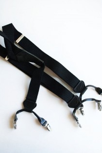 wedding photo - Vintage black leather braces/suspenders