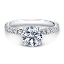 wedding photo - Solitaire Diamond French Pave Engagement Ring