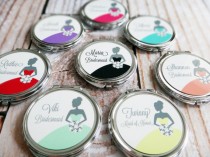 wedding photo - ON SALE Personalized Bridesmaid Gift - Compact Mirror - Bridesmaids Gown