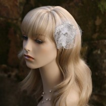 wedding photo - Silver White Flower Wedding Bridal Hair Accessory