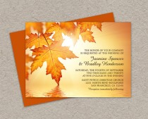 wedding photo - DIY Printable Fall Wedding Invitations With Leaves, Fall Invitation Cards With Orange Autumn Leaves, Fall Leaves Wedding Invites
