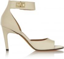 wedding photo - Givenchy Shark Lock textured-leather sandals in cream