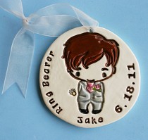 wedding photo - Personalized Ring Bearer Ornament for Wedding Party - Custom Made to Order