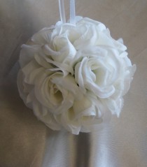 wedding photo - CLEARANCE Bridal White  Pomander 7"- Wedding