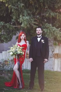 wedding photo - This Jessica Rabbit bridal look made our jaws drop