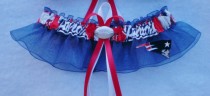 wedding photo - New England Patriots Fabric Logo  Wedding Garter Keepsake Prom  Football Charm