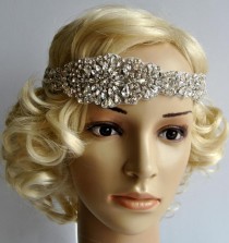 wedding photo - Glamour Luxury Rhinestone flapper Gatsby Headband, Wedding Headband, Crystal Headband Bridal Headpiece, 1920s Flapper headband