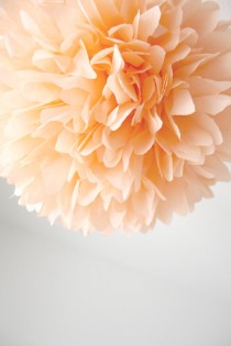 wedding photo - Peach wedding decoration - 1 tissue pompom flower ... birthday party decoration / baby mobile / nursery decor / baby shower / soft orange