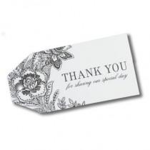 wedding photo - White Dramatic Floral Favor Cards