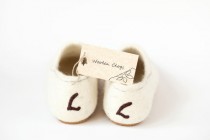 wedding photo - Personalized slippers - Felted wool clogs white honey heart - wedding gift - brides gift - valentines day present