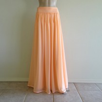 wedding photo - Peach Long Skirt. Maxi Skirt. Bridesmaid Skirt