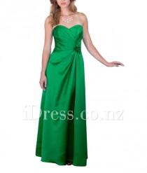 wedding photo -  Emerald Green Strapless Flower Long Bridesmaid Dress