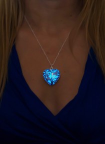 wedding photo - Blue Necklace - Glow Prom Necklace - Something Blue - Glowing Jewelry - Glow in the Dark Jewelry - Gifts for Her - Anniversary Gift - Spring