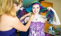 wedding photo - Get ready to swoon at Lizzy & Derek's rainbow hair and mohawk at their gorgeous wedding 