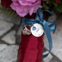 wedding photo - custom bouquet charm - personalize with names, initials, date