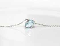 wedding photo - Aquamarine necklace, light blue, March Birthstone