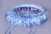 wedding photo - Wedding Garter in Orchid and Pale Blue Satin with Swarovski Crystal