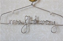 wedding photo - Personalized Wire Hanger, Bridal Hanger, Wedding Name Hanger, Bridal Custom Dress The Original By LilaFrances Silver Lingerie Hanger