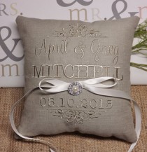 wedding photo - Ring Bearer Pillow, embroidered ring bearer pillow, custom ring bearer pillow, ring pillow, wedding pillow, Mr. & Mrs. ring bearer pillow