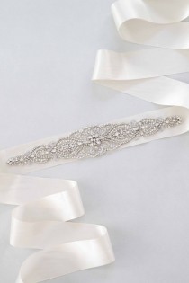 wedding photo - Dahlia  Bridal Sash Swarovski Crystals Wedding Belt