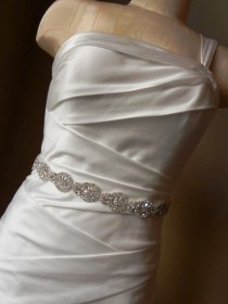 wedding photo - Crystal Rosette Bridal Sash - Wedding Dress Belt
