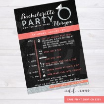 wedding photo - Bachelorette party invitation, silver bachelorette invite, Hens party, coral bachelorette invite, Bachelorette Bash printable invite
