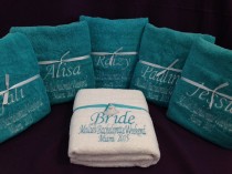 wedding photo - Wedding Bridesmaid Bachelorette Beach Pool Bath Towels Embroidered Personalized *FREE SHIPPING Within USA*