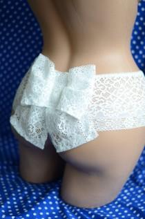 wedding photo - Clothing Shoes & Accessories Women's Clothing Intimates Panties Handmade Lingerie The Bow Panties in Ivory MADE TO ORDER