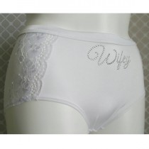wedding photo - Bridal panties (Plus size): White Wifey Hipster with Side Lace - Personalized Bridal Panties - 1X 2X 3X