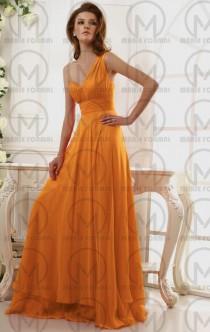 wedding photo -  One shoulder floor length yellow formal dresses collection