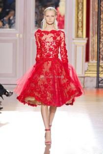 wedding photo - Buy Best Selling Bateau long Sleeve Red Lace Zuhair Murad Short Evening Dresses 2013 Cocktail Dresses Online with the Low Price: $77.41 
