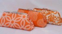 wedding photo - Orange Bridesmaids Bag Gift Custom handbag Clutch- Custom Design your Own Wedding Party gift in various patterns and colors