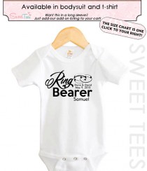 wedding photo - Ring Bearer Shirt Wedding Baby Bodysuit Toddler Shirt Personalized with Names Date Wedding