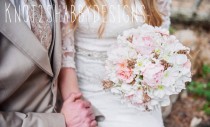 wedding photo - Rose gold , blush , and ivory bridal real touch artificial bouquet with peonies , hydrangeas , and roses 