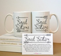 wedding photo - TWO SOUL SISTERS mugs, Coffee Mug Set - Best Friends, Sisters- Gifts -Coffee Cup - Bridesmaids