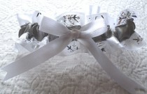 wedding photo - Silver Snowflakes and White Satin Garter-Perfect For Your Winter Wonderland Wedding