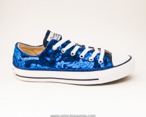 wedding photo - Royal Blue Sequin Curl Pattern Canvas  Lo Top Sneakers Shoes