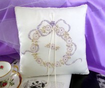 wedding photo - Keepsake Wedding Wreath Ring Pillow-Hand Beaded