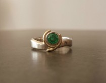 wedding photo - Kokiri Emerald Ring - Legend of Zelda - Geeky Engagement Ring - Silver and 14k Gold - Green Stone Options