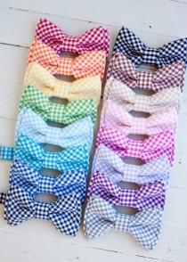 wedding photo - The Beau- boy's gingham collection double stacked bow ties- choose from 16 shades (clip or strap selection)