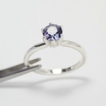 wedding photo - Color-Changing Alexandrite Engagement Ring Sterling Silver / LAB Alexandrite Sterling Silver Ring