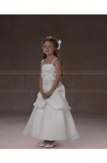 wedding photo -  Straps Tiered Ruched Chiffon Girls Formal Dresses - Flower Girl Dresses 2015 - Wedding Party