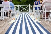 wedding photo - Navy and white canopy Aisle runner