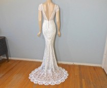 wedding photo -  Crochet Lace WEDDING Dress ROMANTIC Boho Wedding Dress SIMPLE wedding Dress Mermaid Wedding Dress Sz XSmall